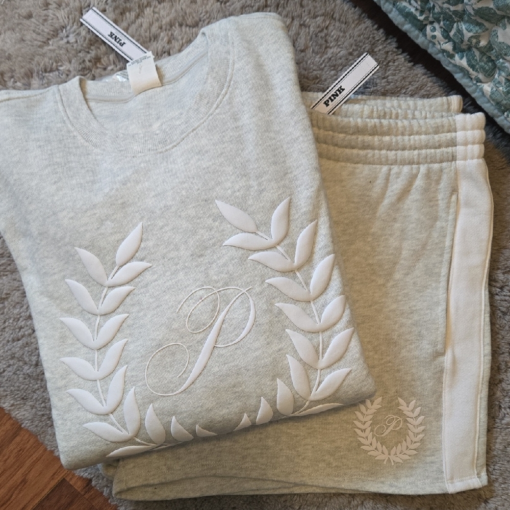 Victoria's Secret Light Gray Jogger Short Set